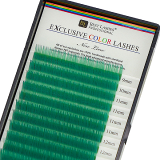 Pastelové řasy mix délek C, 0,20 X 9-14 mm - Emerald